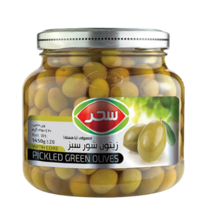 PICKLED GREEN OLIVES (FAMILY SIZE) (SAHAR) 1450g — Buy in Dubai and UAE